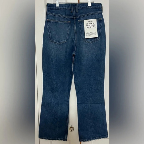FRAME Blue Le High 'N' Tight Crop Mini Boot Jeans - Picture 5 of 9